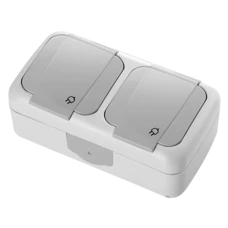 PALMIYE 2-GANG SCHUKO SOCKET OUTLET IP54 GREY