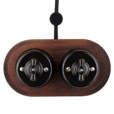 FND SAILLIE BOUTON POUSSOIR DOUBLE ROTATIF PORCELAINE NOIRE