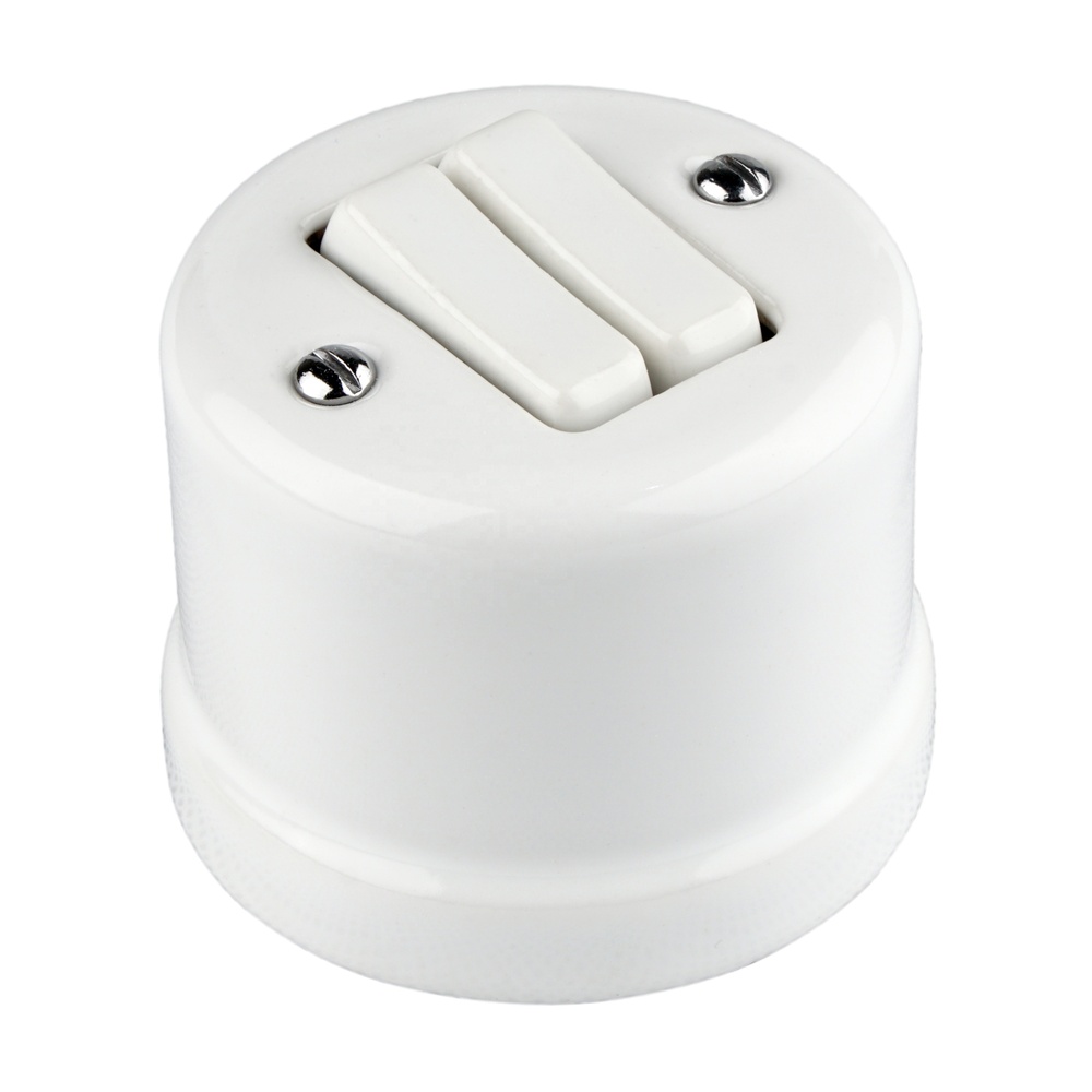 FND SAILLIE BOUTON POUSSOIR DOUBLE PORCELAINE BLANCHE