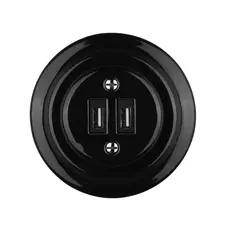 FND DOUBLE USB CHARGEUR PORCELAINE NOIRE