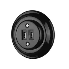 FND DOUBLE USB CHARGEUR PORCELAINE NOIRE