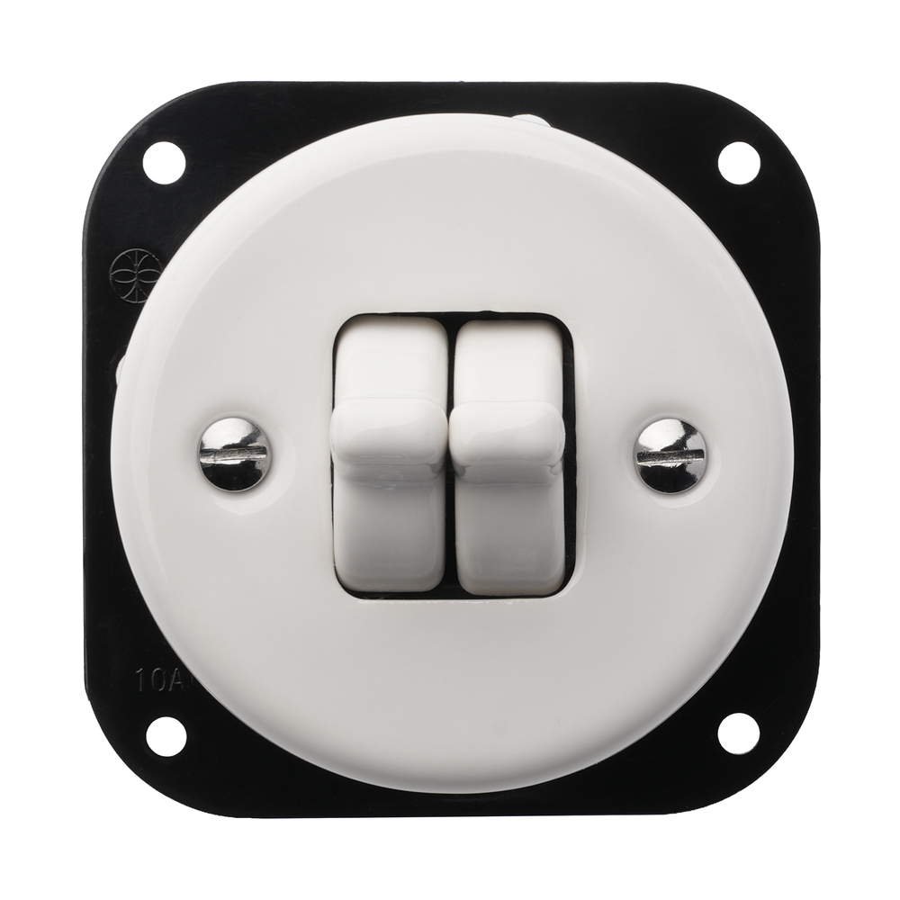 FND BOUTON POUSSOIR DOUBLE PORCELAINE BLANCHE TYPE 4