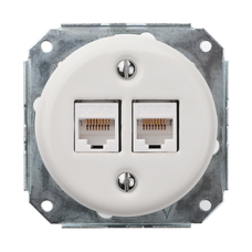 FND 2XRJ45 CAT6 PRISE INTERNET PORCELAINE BLANCHE