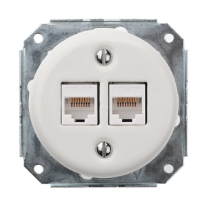 FND 2XRJ45 CAT6 PRISE INTERNET PORCELAINE BLANCHE
