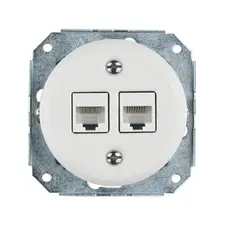 FND 2XRJ45 CAT6 PRISE INTERNET PORCELAINE BLANCHE