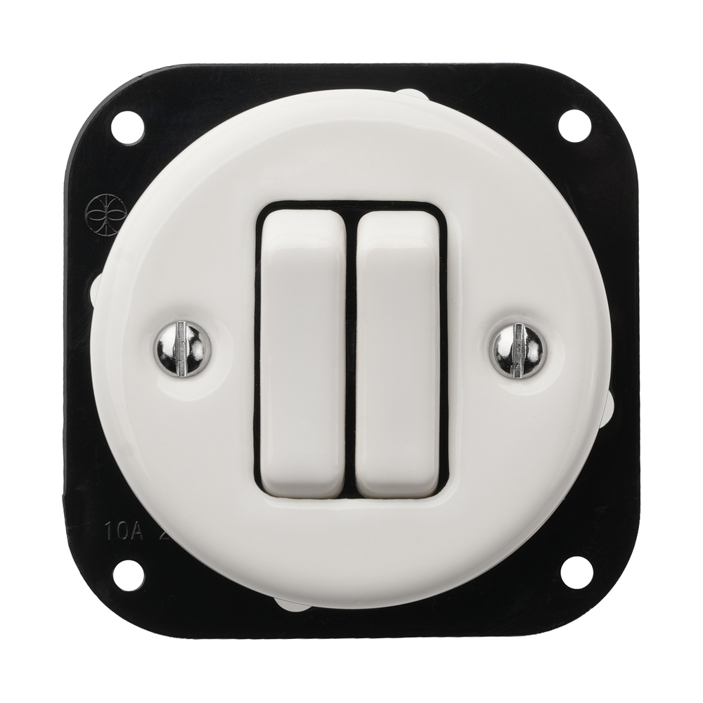 FND INTERRUPTEUR DOUBLE VA-ET-VIENT PORCELAINE BLANCHE