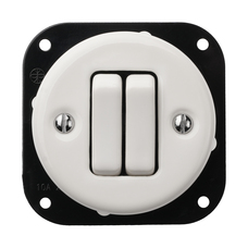 FND BOUTON POUSSOIR DOUBLE PORCELAINE BLANCHE