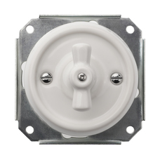 FND BOUTON POUSSOIR UNIPOLAIRE ROTATIF PORCELAINE BLANCHE