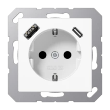 JUNG AS WHITE SOCKET OUTLET WITH 2X USB A + C