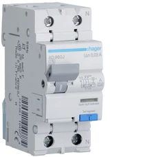 HAGER 1P+N C10 30MA A-TYPE RESIDUAL CURRENT CIRCUIT BREAKER WITH OVERCURRENT PROTECTION