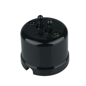 FND SAILLIE INTERRUPTEUR DOUBLE VA-ET-VIENT PORCELAINE NOIRE TYPE 1
