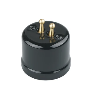 FND SAILLIE INTERRUPTEUR DOUBLE VA-ET-VIENT PORCELAINE NOIRE TYPE 2