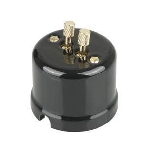 FND SAILLIE INTERRUPTEUR DOUBLE VA-ET-VIENT PORCELAINE NOIRE TYPE 3