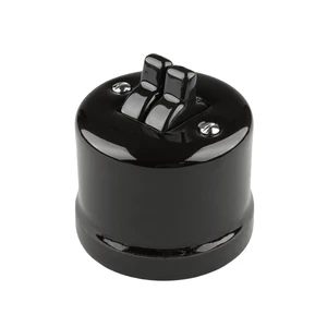 FND SAILLIE INTERRUPTEUR DOUBLE VA-ET-VIENT PORCELAINE NOIRE TYPE 4
