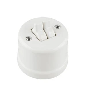 FND SAILLIE INTERRUPTEUR DOUBLE VA-ET-VIENT PORCELAINE BLANCHE TYPE 4