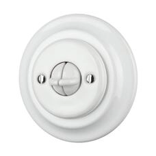 FND INTERRUPTEUR DOUBLE VA-ET-VIENT PORCELAINE BLANCHE TYPE 5